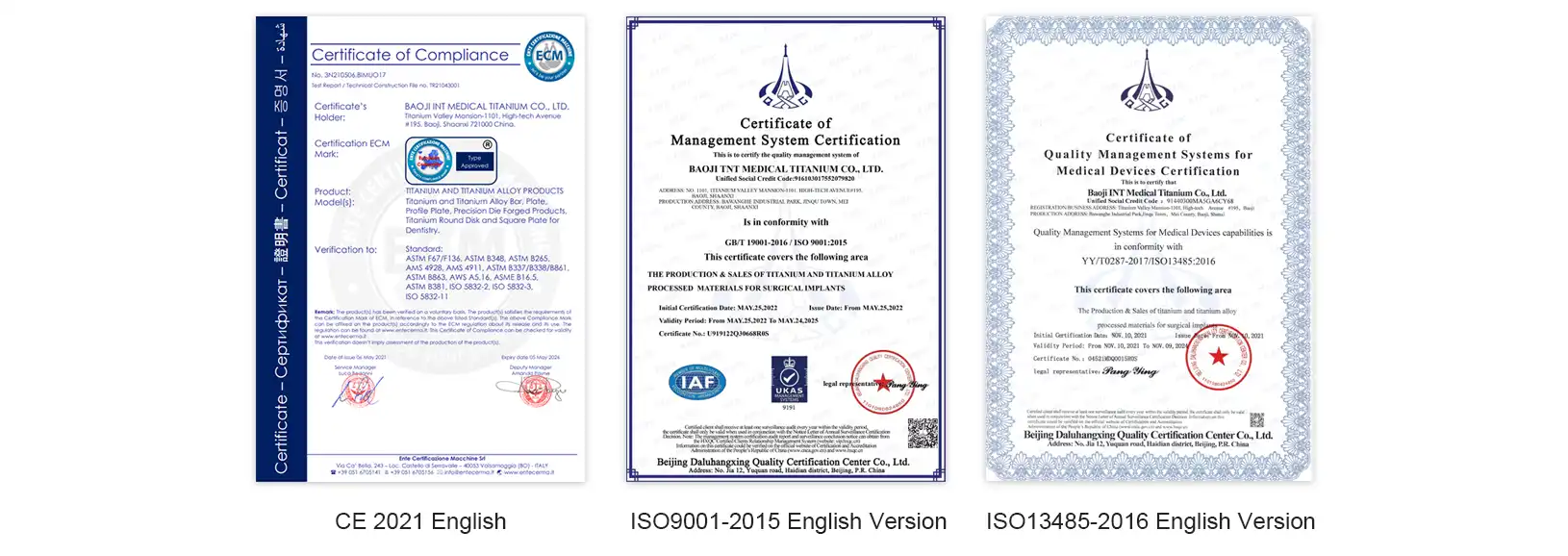 Company Certificates