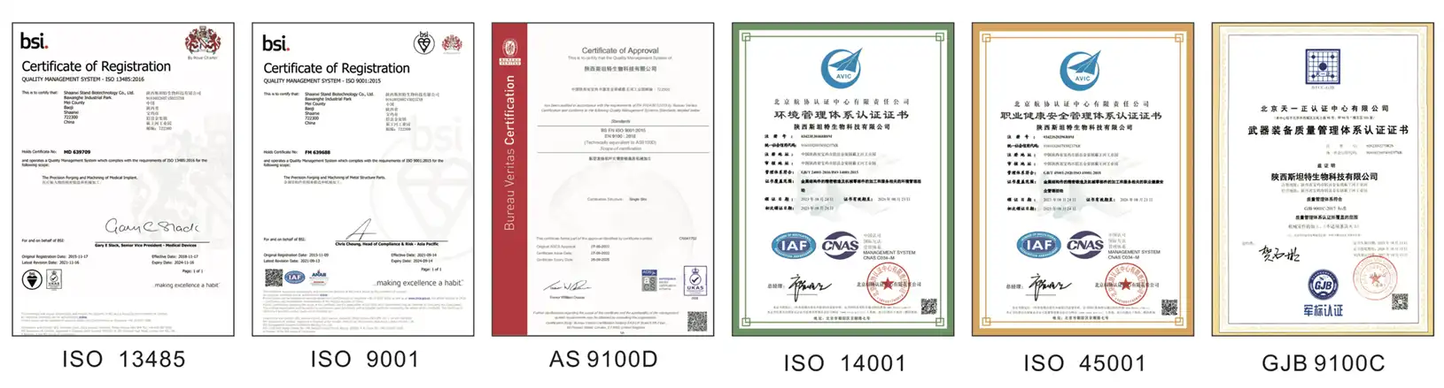 Company Certificates